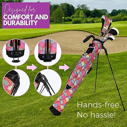 Taboo Fashion Sunday Golf Bags for Women - Lightweight Golf Range Bag with Self Flexing Stand and Shoulder Strap for Driving Range, Par 3 or Executive Course - color: Posh Pink