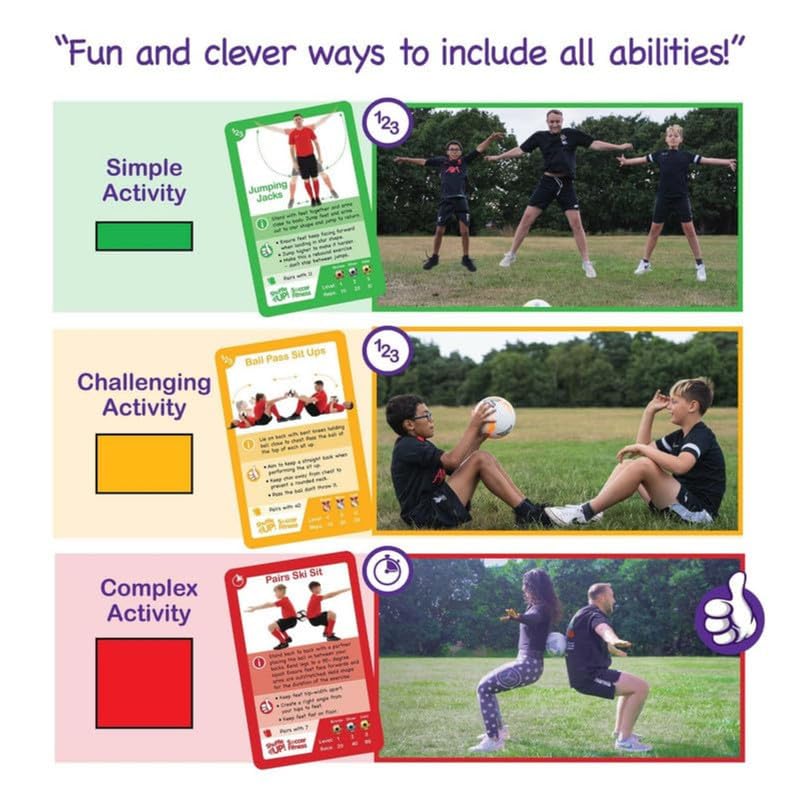 Shuffle Up Soccer Card Games - 70+ Fun & Active Skills Cards for Kids, Fitness Cards Develop Fundamentals, Stamina & Strength, Easy to Play for Kids | Multiple Skills Level Card Include 2 Dices - style: Soccer Card Games