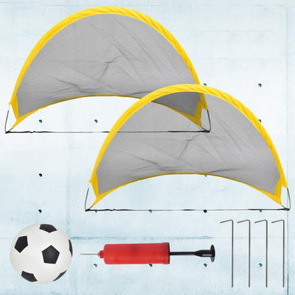 2Pcs Soccer Goal Net Set with Inflator, Portable Football and Iron Nails, Portable Outdoor Soccer Net for Boys Backyard Game, Sports Practice Training Equipment