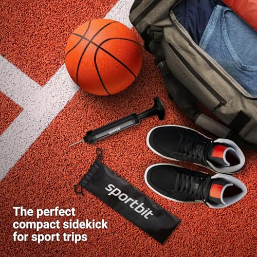 SPORTBIT Ball Pump for Sports Balls - Push & Pull Inflating System - Hand Pump for All Exercise Balls - Volleyball Pump, Basketball Inflator, Football & Soccer Ball Air Pump
