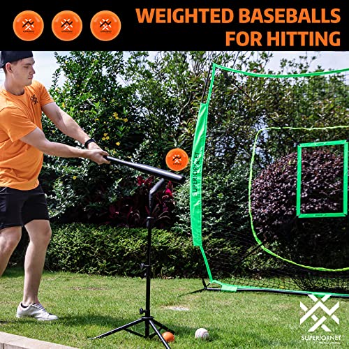 9 Pack 3" Weighted Training Baseballs & Softballs / 16 oz Heavy Balls for Hitting and Pitching
