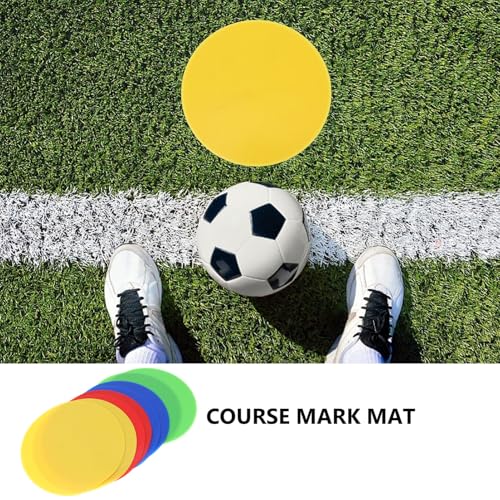 Happyyami 8pcs Reusable Stadium Landmark Disc Markers for Sports Training Non-Slip Flat Sign Markers Red Blue Yellow Green for Soccer Basketball Hockey Drills