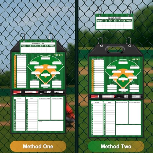 Magnetic Baseball Lineup Board – Foldable Dugout Display with Carry Handle for Coaches and Teams | Portable Leather-Covered Strategy & Lineup Planner - style: Baseball