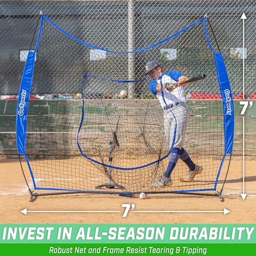 GoSports 7 x 7 ft Baseball & Softball Nets - Available in Team Colors - Batting & Pitching Net with Strike Zone - color: Royal