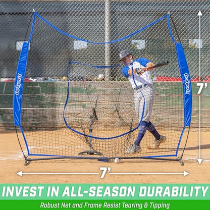 GoSports 7 x 7 ft Baseball & Softball Nets - Available in Team Colors - Batting & Pitching Net with Strike Zone - color: Royal