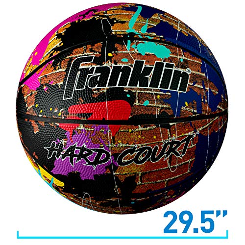 Franklin Sports Hard Court Basketball - Official Size Basketball - Indoor + Outdoor Street Ball - 29.5" Rubber Construction - Air Pump Included