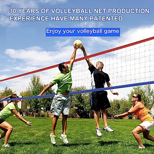 Professional Volleyball Net Outdoor Heavy Duty with Aircraft Steel Cable, Upgraded Weather Resistance, Tear-Resistant Frame, 32x3FT Portable Volleyball Net for Indoor Outdoor Sports