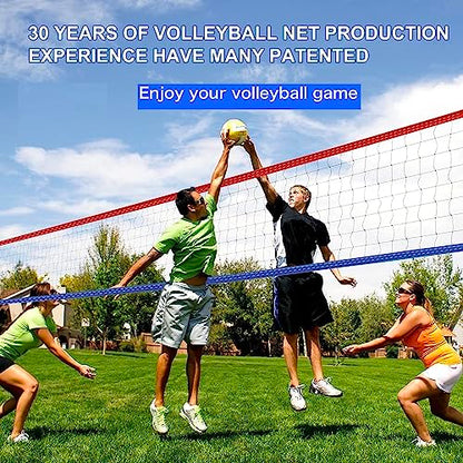 Professional Volleyball Net Outdoor Heavy Duty with Aircraft Steel Cable, Upgraded Weather Resistance, Tear-Resistant Frame, 32x3FT Portable Volleyball Net for Indoor Outdoor Sports