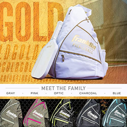 Franklin Sports Pickleball Bags - Sling Bag Backpack for Gear + Equipment - Men + Women - Holds Paddles, Balls + Accessories - color: White/Gold