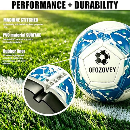 3-Pack Soccer Ball Size 5, Official Match Soccer Balls, with 3 Bags, 1 Pump and 2 Needles. Size 5 Soccer Ball for Indoor and Outdoor Training and competitions for Children and Teenagers