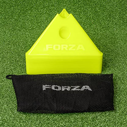 FORZA Jumbo Triangle SuperCones | Professional Football Training Cones with Triangular Design - Ideal for Speed, Agility, and Footwork Drills [Pack of 20 with Carry Bag]