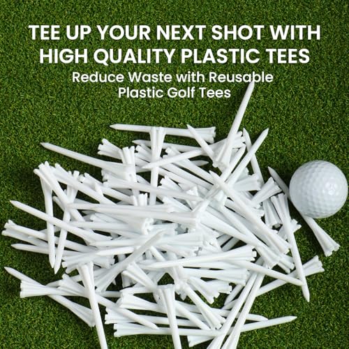 FINGER TEN Golf Tees Plastic Unbreakable Easy to Find Bulk Value 200/500/1000 Count, 2 3/4 3 1/4 Inch Tee Driving Range Reduce Friction, Green Red White USA Flag Practice - color: White, size: 500 Count (3 1/4 Inch)