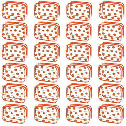 Kacctyen 24 Pcs Basketball Team Gift Bag Bulk for Snacks Sport Goodie Makeup Bag Clear PVC Pouch Organizer with Zipper Waterproof Travel Case for Woman Team Party Favors Birthday Decorations Supplies - style: Basketball