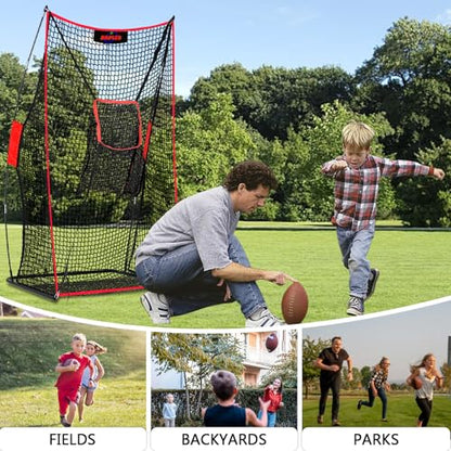 Kapler Football Kicking Net - 7X4FT Portable Football Throwing Net with Target Zone Attachment - Field Goal Kicking Cage Practice for Backyard Skill Improvement for Youth and Adults
