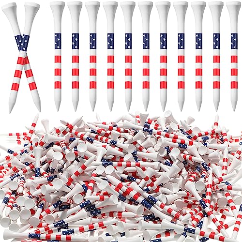 Mudder 600 Pcs Golf Tees USA American Flag Golf Tees Bulk Long Bamboo Red White and Blue Patriotic Tee for Men Women - size: 3-1/4", style: Chic