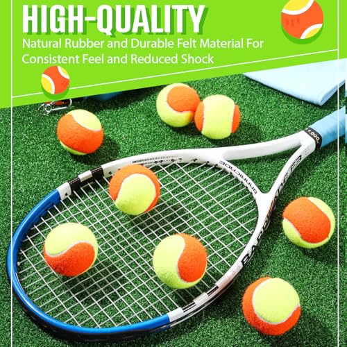 Foilswirl 30 Pcs Tennis Balls Bulk 50% Low Compression Orange Tennis Ball for Beginners Training Practicing Transition Pet Dog Playing Practice, 2. 56 Inch