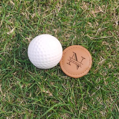 Personalized Golf Ball Markers, (Set of 2) Custom Magnetic Leather Golf Markers, Gift for Men Dad Husband - color: MZ