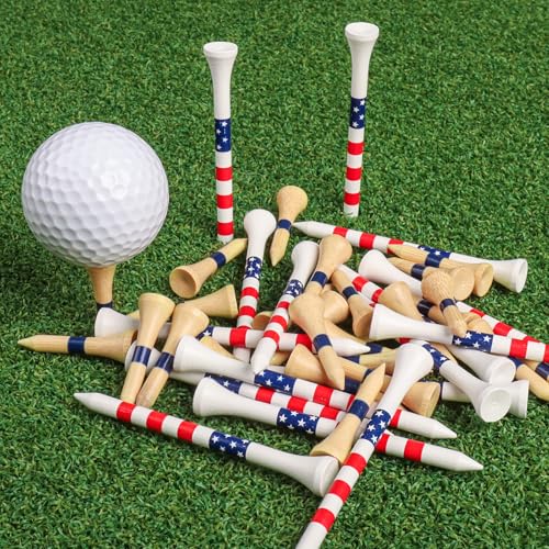 FINGER TEN Golf Tees Wood Wooden 3 1/4 Long Tee and 1 1/2 Short Tee Value Pack for Men Women Kids, Bamboo Driving Range Tall Small Ball Tees Gift Set - size: 60 Pack 3 1/4 Inch+40 Pack 1 1/2 Inch