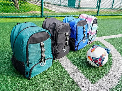 Youth Soccer Bag, Soccer Backpack for Football Volleyball Basketball, Backpack with Ball Compartment and Ball Holder - color: Green