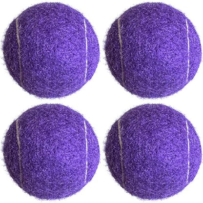 Tennis Balls, 4 Pack Advanced Training & Practice Tennis Balls for Beginners, High Visibility Pet Dog Playing Balls - color: Purple