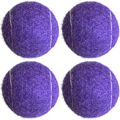 Tennis Balls, 4 Pack Advanced Training & Practice Tennis Balls for Beginners, High Visibility Pet Dog Playing Balls - color: Purple