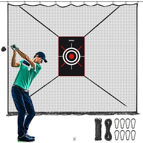 Heavy Duty Golf Practice Net, High-Impact Golf Hitting Net for Indoor/Outdoor Use - size: 15x15ft with target