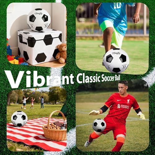 Soccer Ball Size 3 with Pump Needle, Size 3 Trainning Classic White Black Thicker PU Tight Weaved Suitable for Youth Boy League Game Trainning - color: White+Black
