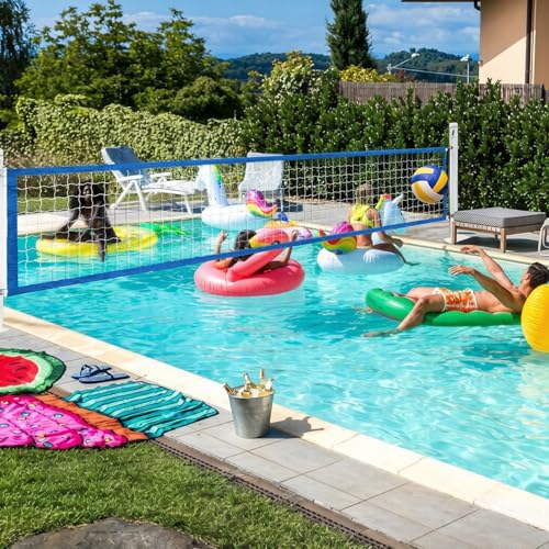 Adjustable Pool Volleyball Net Replacement, 15x3 ft Length Portable Volleyball Net with Carry Bag, for Outdoor Backyard Swimming Pool and Beach Use