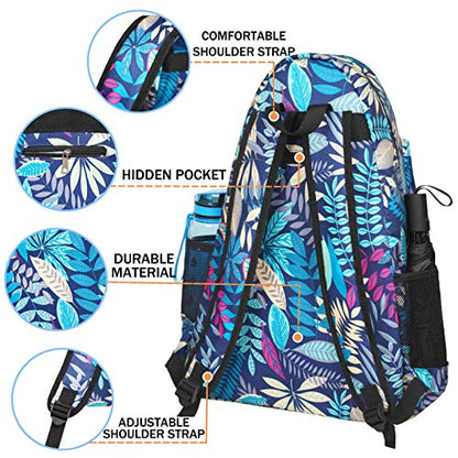 ACOSEN Tennis Bag Tennis Backpack - Large Tennis Bags for Women and Men to Hold Tennis Racket,Pickleball Paddles, Badminton Racquet, Squash Racquet,Balls and Other Accessories - color: Green Floral