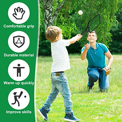 Meooeck Baseball Fungo Racket for Light Weight Bat Racket 12 oz Fungo Bat Baseball Softball Training Equipment for Coaches Youth Parents Drills Control and Accuracy Practicing, Black Green