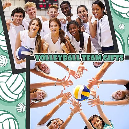 Tigeen 60 Pcs Volleyball Gifts for Teen Girls Volleyball Drawstring Gift Bags Charm Bracelet Hair Scrunchies Makeup Bag Lipstick Holders Keychain Sports Party Supplies