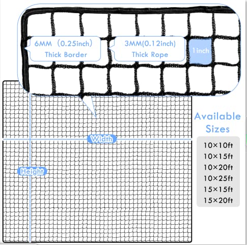 Amazgolf Golf Net,10Ft,15Ft,20Ft,25Ft, 30Ft, 40Ft Golf Practice Net,Sports Practice Barrier Net, Heavy Duty Ball Netting Golf Hitting Net, DIY Ball Net,Baseball Net Hockey Net and Chipping Net - size: 10*20ft
