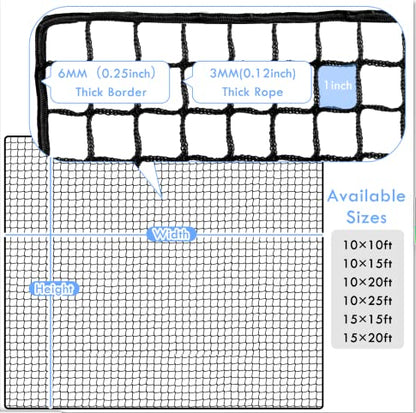 Amazgolf Golf Net,10Ft,15Ft,20Ft,25Ft, 30Ft, 40Ft Golf Practice Net,Sports Practice Barrier Net, Heavy Duty Ball Netting Golf Hitting Net, DIY Ball Net,Baseball Net Hockey Net and Chipping Net - size: 15*20ft