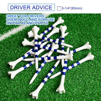 Golf Tees3 1/4" -100 Pack, Plastic Golf tees 3 1/4 inch 4-Prong Long Plastic Tees – Reduce Friction&Side Spin,Enhanced Durability & Stability,Also able to Work with a Variety of Drivers, hybrids.