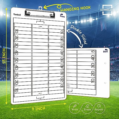 SCRIBBLEDO Football Dry Erase Board for Coaches 15x9 Double Sided Whiteboard Coaching Clipboard Equipment Football Accessories The Perfect Coach Gifts