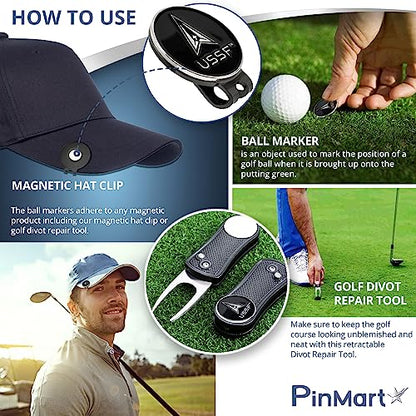 PinMart's Officially Licensed Army Golf Essentials Gift Set, Golf Divot Tool, Hat Clip, Magnetic Ball Markers, Large Ball Marker with Presentation Box - Gifts and Accessories