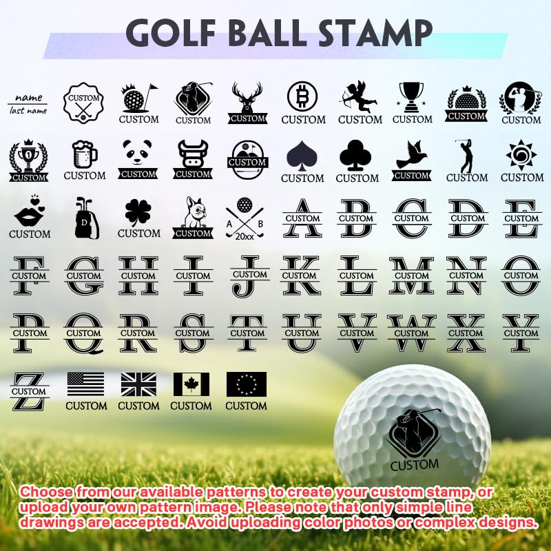 Custom Golf Ball Markers - Personalized Long Lasting, Includes Ink Bottle - 0.6in, 0.8in - Stand Out on The Course with Unique Markings - Golf Accessories Gift - style: Use Our Pattern