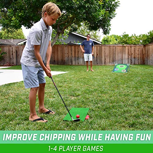 GoSports BattleChip Backyard Golf Cornhole Games – Includes Targets, Chipping Mats, Foam Golf Balls, Scorecard and Carry Case - style: BattleChip Classic