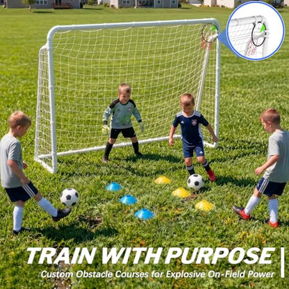 8x6, 12x6, 16x7 FT Soccer Goal for Backyard, Metal Soccer Goals with PE Soccer Net, Target Net & Training Cones, Rust-Proof Reinforced Frame, Outdoor Soccer Net for Kids, Youth Training or Team Game - size: 8x6 ft