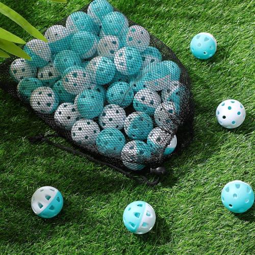VioraWhite 48 Pack Mini Practice Baseballs 1. 65 Inch Small Baseball Training Lightweight Hollow with a Drawstring Bag for Hitting, Batting Training Use