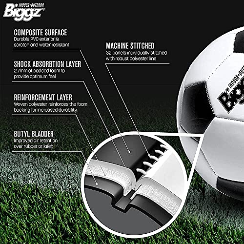 Biggz (6 Pack) Premium Classic Soccer Balls Size 5