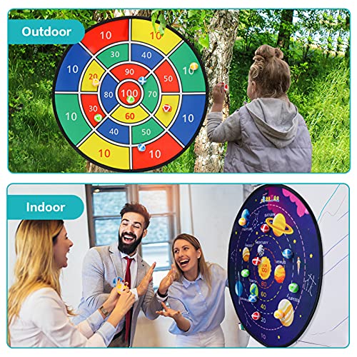 BooTaa 29" Large Dart Board for Kids, Kids Dart Board with Sticky Balls, Boys Toys, Indoor/Sport Outdoor Fun Party Play Game Toys, Birthday Gifts for 3 4 5 6 7 8 9 10 11 12 Year Old Boys Girls - style: 100 Scores +Outer Space