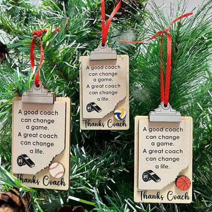 Basketball Coach Thanks Clipboard Sports Collection Coach's Whistle Soccor, Football, Baseball, Basketball, Volleyball Coach Ornament, Coach Christmas Ornaments, Sport Coach Gifts Team Wood 3 Layers
