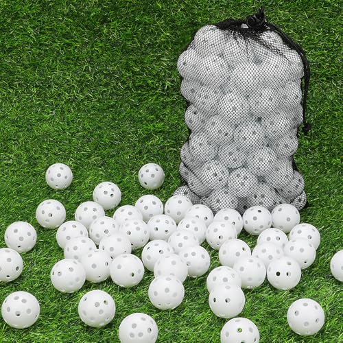 Coopay 50/100/200 Pack Practice Golf Balls, 42mm Plastic Golf Training Balls with a Drawstring Bag Hollow Sports for Swing Practice Driving Range Backyard Home Indoor Outdoor Use - color: White, style: 100 Pack
