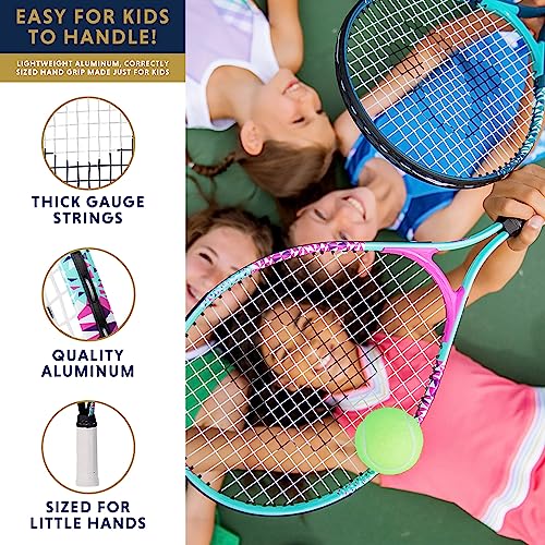 Kids Tennis Racket with Training Videos – Aluminum Youth Tennis Racket with Neoprene Handle for Children Age 5-12 – Learn Faster and Play Better by Street Tennis Club - color: Boys, size: 25