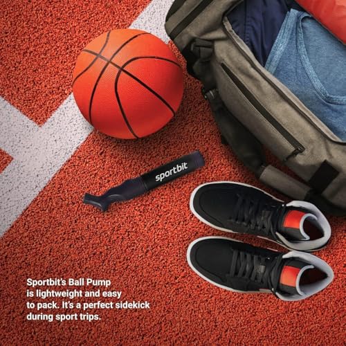SPORTBIT Ball Pump for Sports Balls - Push & Pull Inflating System - Hand Pump for Exercise Balls - Volleyball Pump, Basketball Inflator, Ball Air Pump - Goes with 5 Needles Set