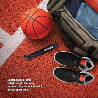SPORTBIT Ball Pump for Sports Balls - Push & Pull Inflating System - Hand Pump for Exercise Balls - Volleyball Pump, Basketball Inflator, Ball Air Pump - Goes with 5 Needles Set