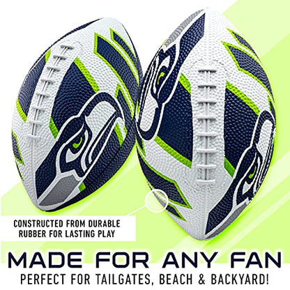 Franklin Sports NFL Team Footballs - Rubber Youth Mini Balls for All Teams - Kids 8.5" Football + Air Pump Sets - Official NFL Licensed - style: Seattle Seahawks