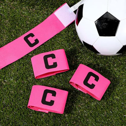 4PCS Pink Nylon Elastic Protective Arm Badge, Captain Arm Bands for Soccer Adjustable Leader Captain Armband Outdoor Player for Basketball Football Team