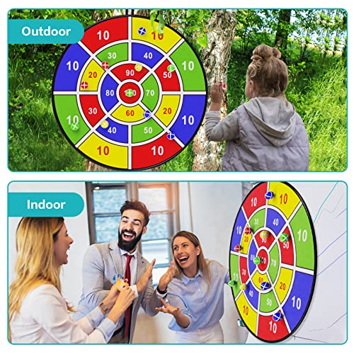 BooTaa 29" Large Dart Board for Kids, Kids Dart Board with Sticky Balls, Boys Toys, Indoor/Sport Outdoor Fun Party Play Game Toys, Birthday Gifts for 3 4 5 6 7 8 9 10 11 12 Year Old Boys Girls - style: 100 Scores